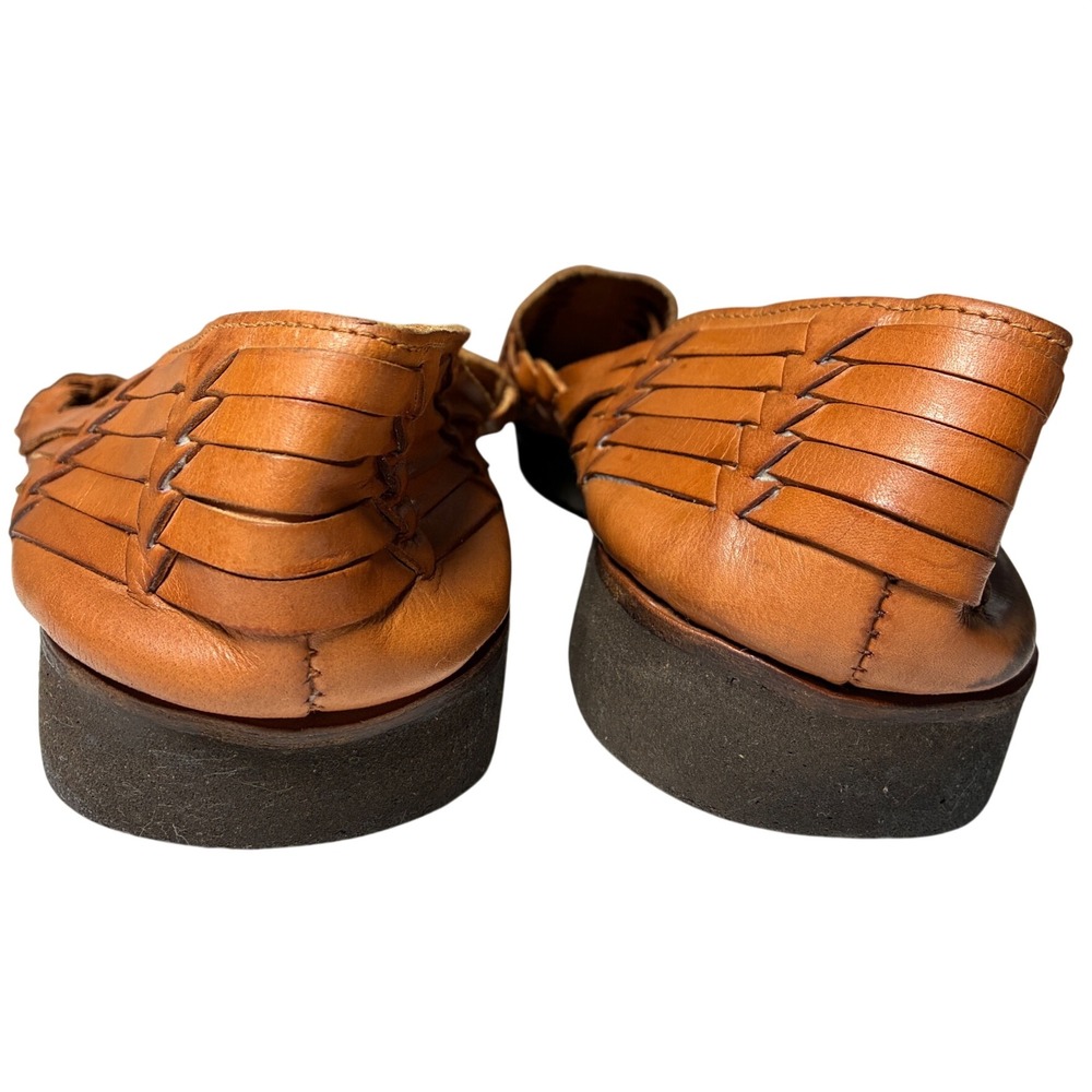 Classic Woven Leather Huarache Sandals Sunsteps Brown Tan Slip On Men's 9.5 - Picture 6 of 9